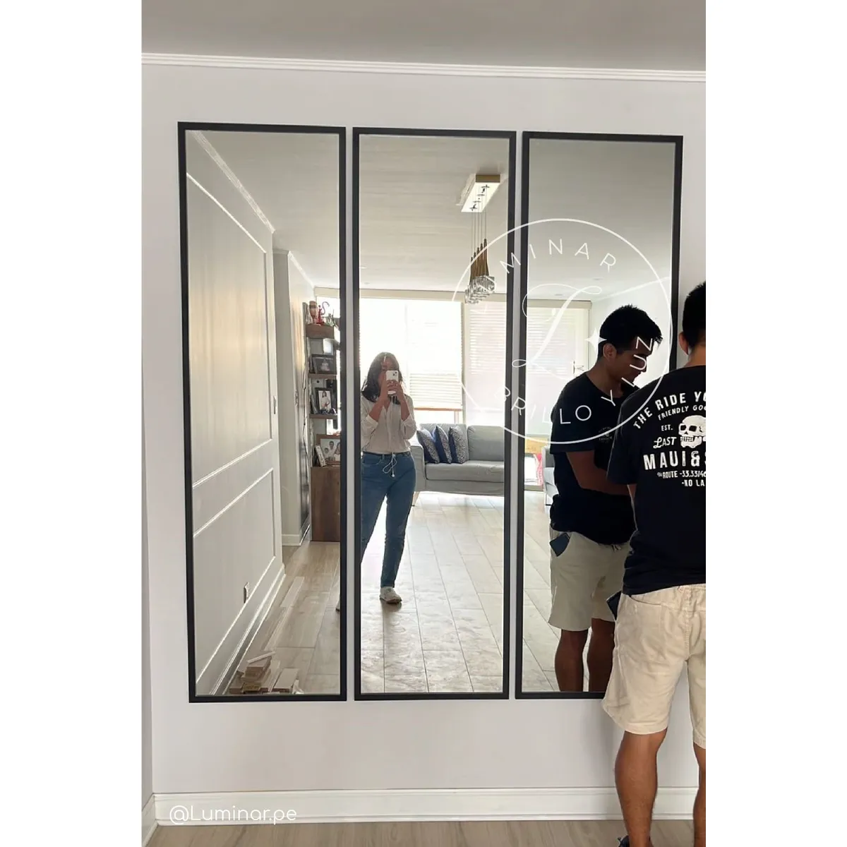 LUMINAR BRILLO & LUZ - Espejos rectangulares de 50x180cm marco negro