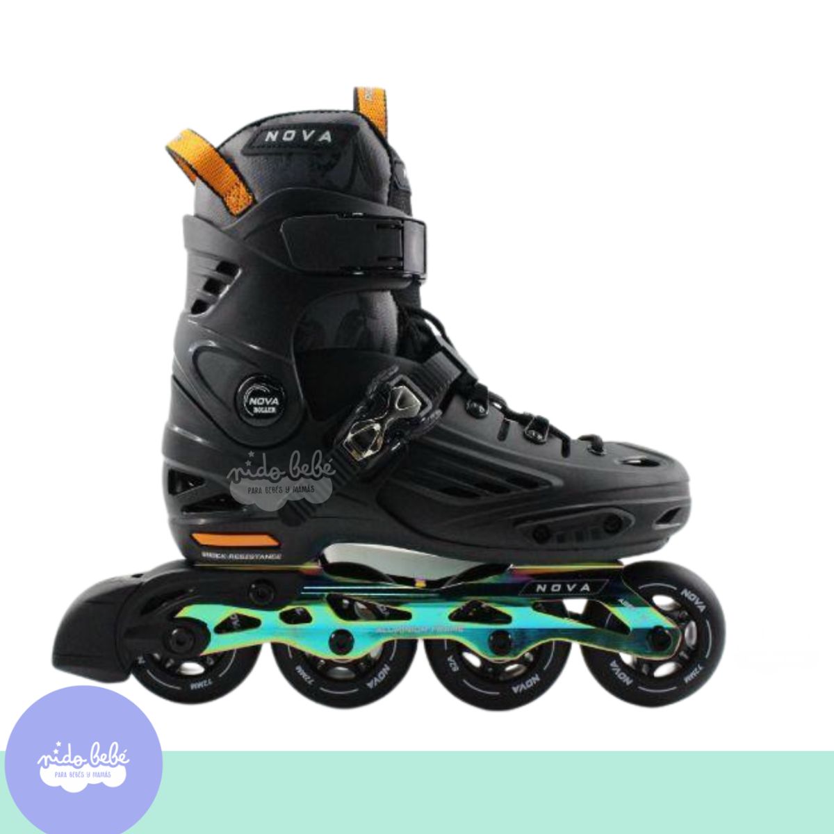 GENERICO - PATIN LINEAL NOVA ROLLER ORIGINAL NEGRO NARANJA L 36 A 39