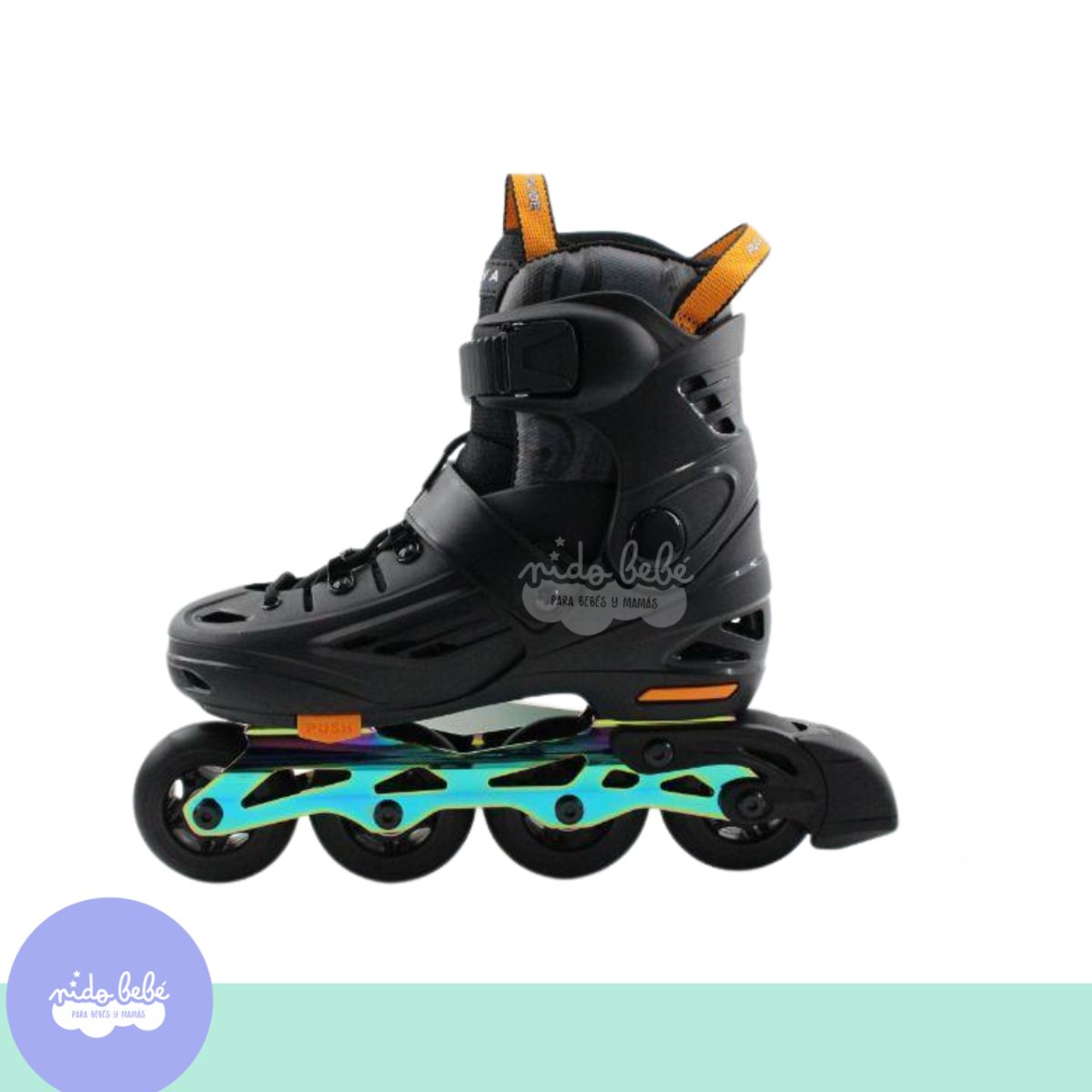 GENERICO - PATIN LINEAL NOVA ROLLER ORIGINAL NEGRO NARANJA L 36 A 39