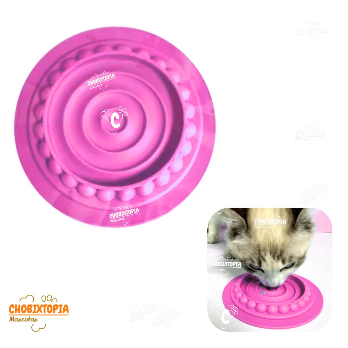GENERICO - PLATO DE SILICONA PARA GATO ROSADO