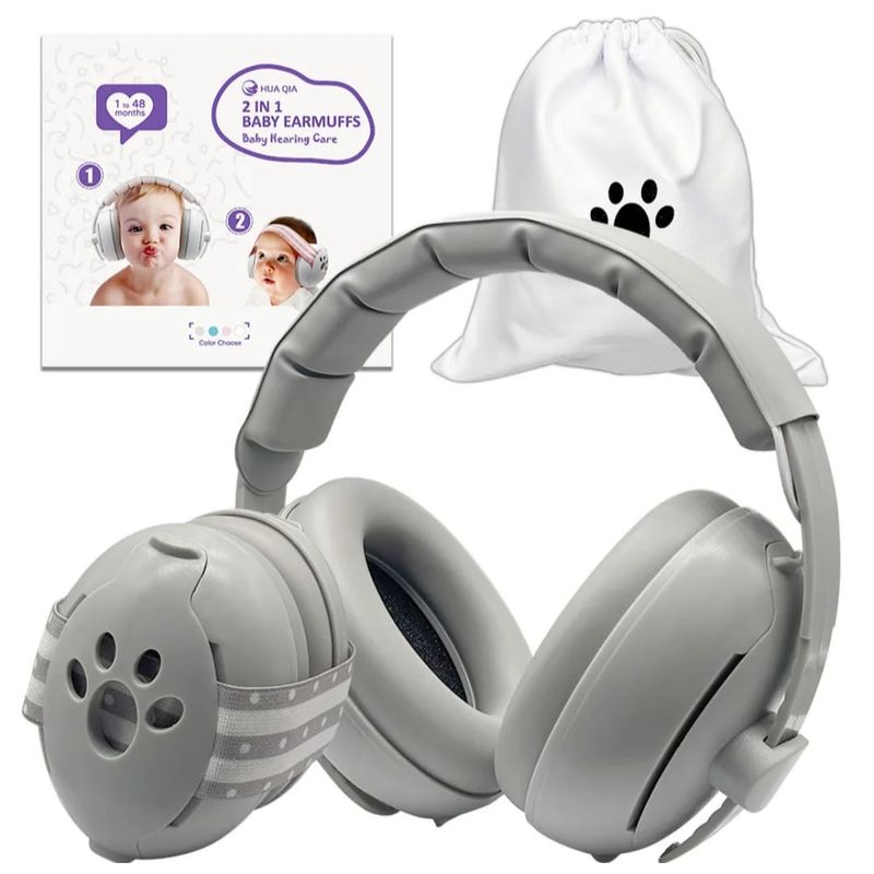 GENERICO - OREJERAS ANTIRUIDO 2 en 1 PARA BEBÉS - GRIS