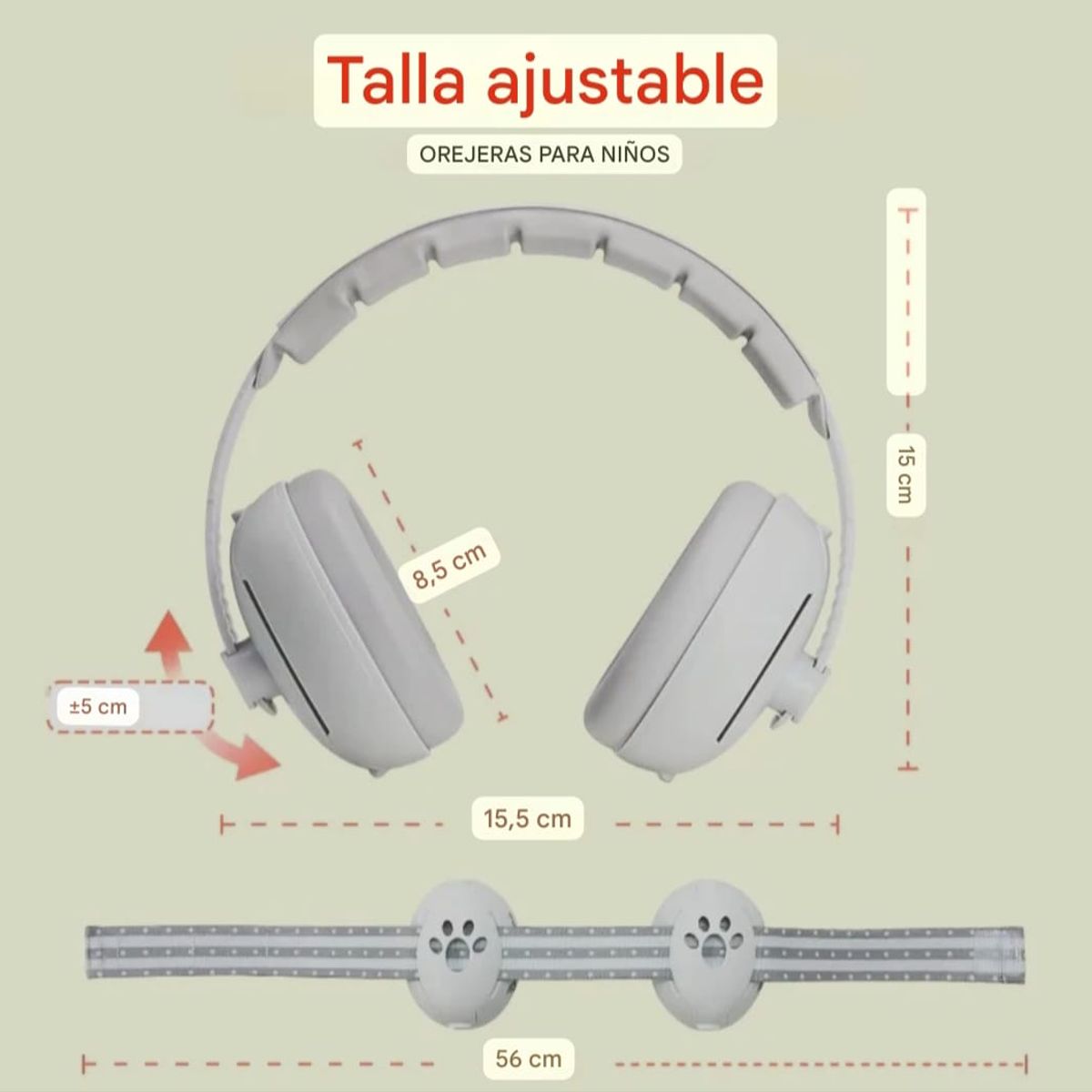 GENERICO - OREJERAS ANTIRUIDO 2 en 1 PARA BEBÉS - GRIS