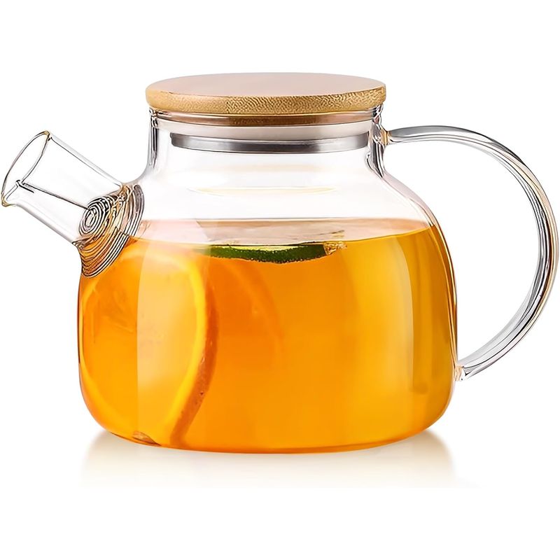 GENERICO - Infusora de cristal  con tapa de bambú 1000 ml