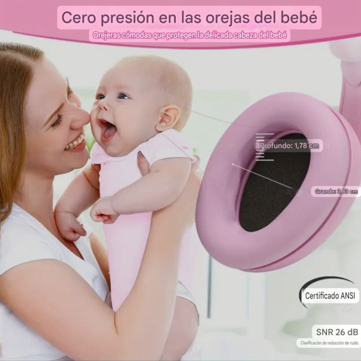 GENERICO - OREJERAS ANTIRUIDO PARA BEBÉS - ROSADO