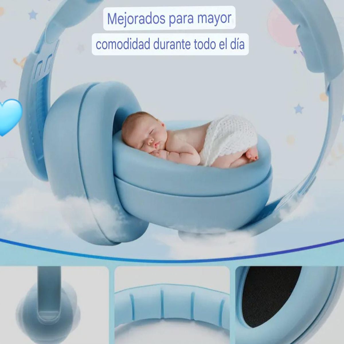 GENERICO - OREJERAS ANTIRUIDO PARA BEBÉS - CELESTE