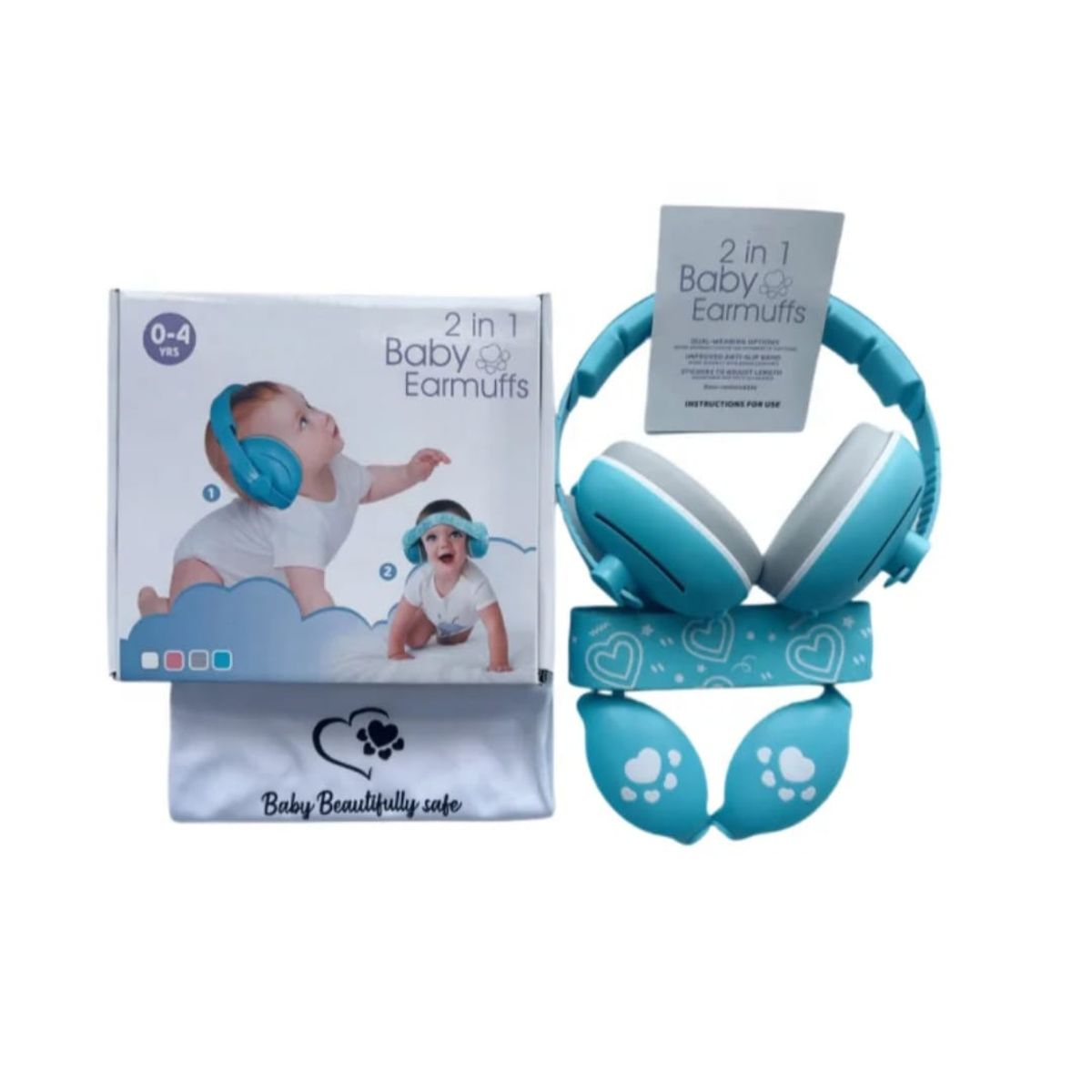 GENERICO - OREJERAS ANTIRUIDO 2 en 1 PARA BEBÉS - CELESTE
