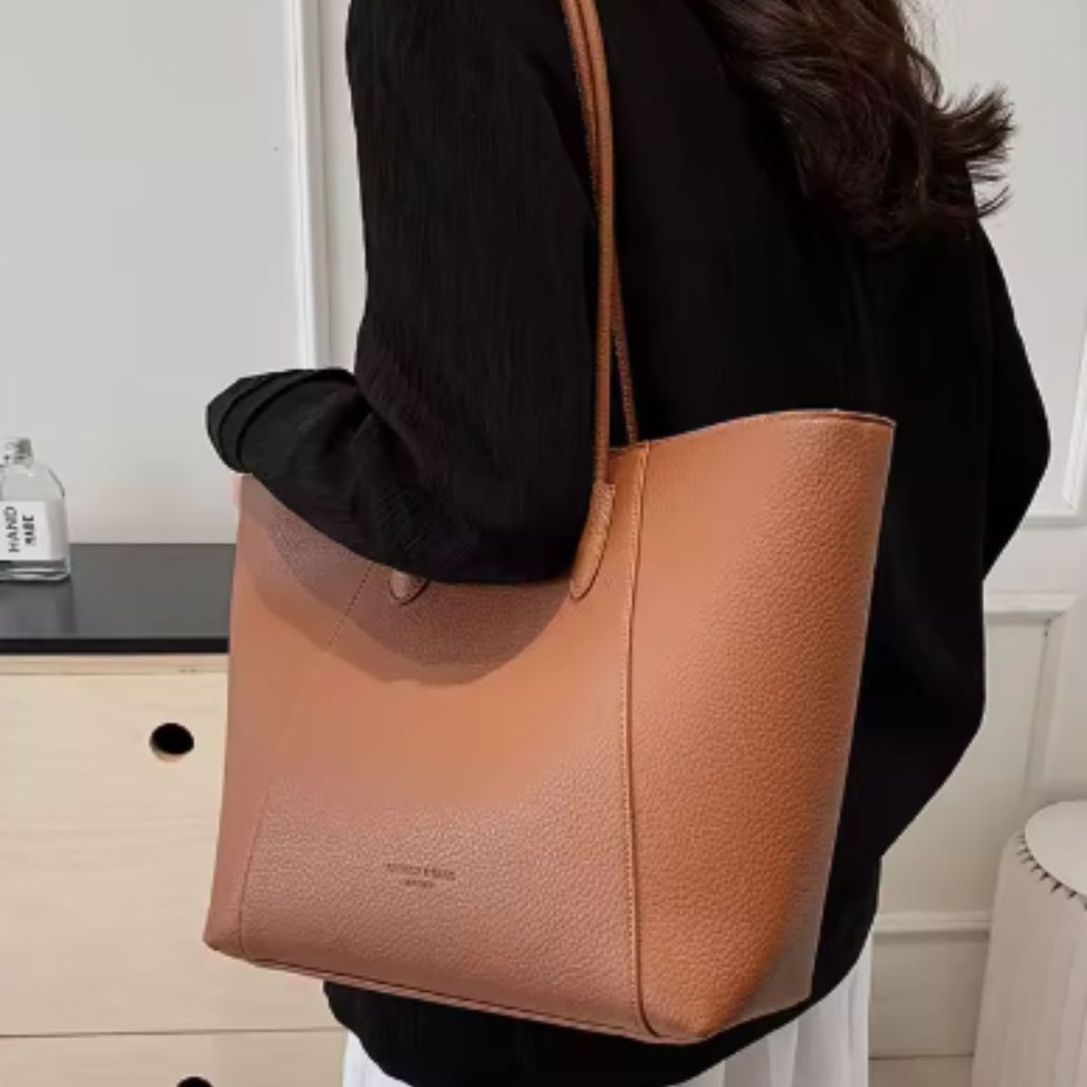 GENERICO - Bolso con cremallera cuero PU de alta calidad con gran capacidad-