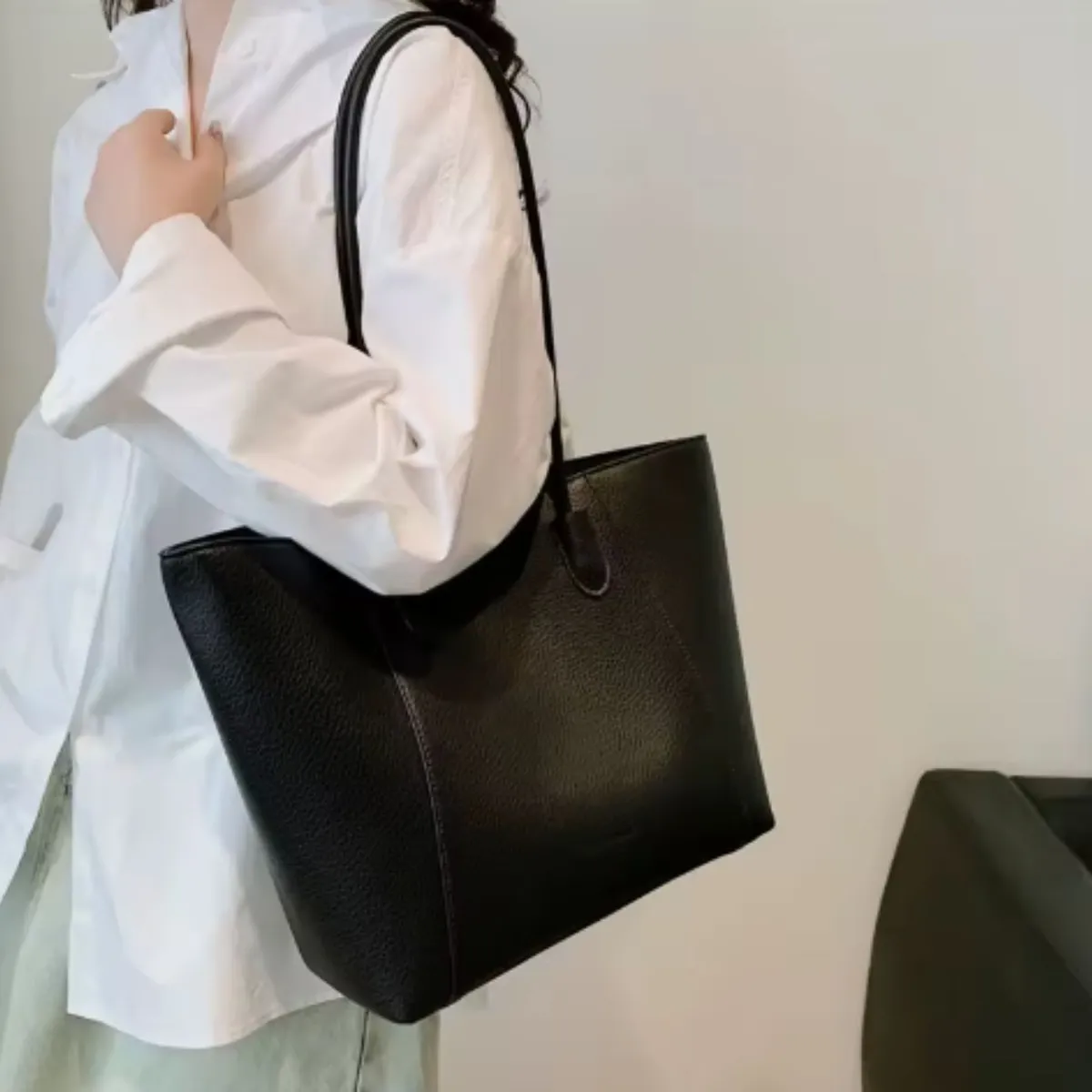 GENERICO - Bolso con cremallera cuero PU de alta calidad con gran capacidad-