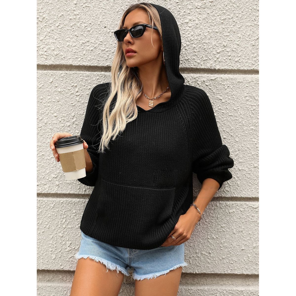 TIOZONEY - Suéter de mujer-Negro