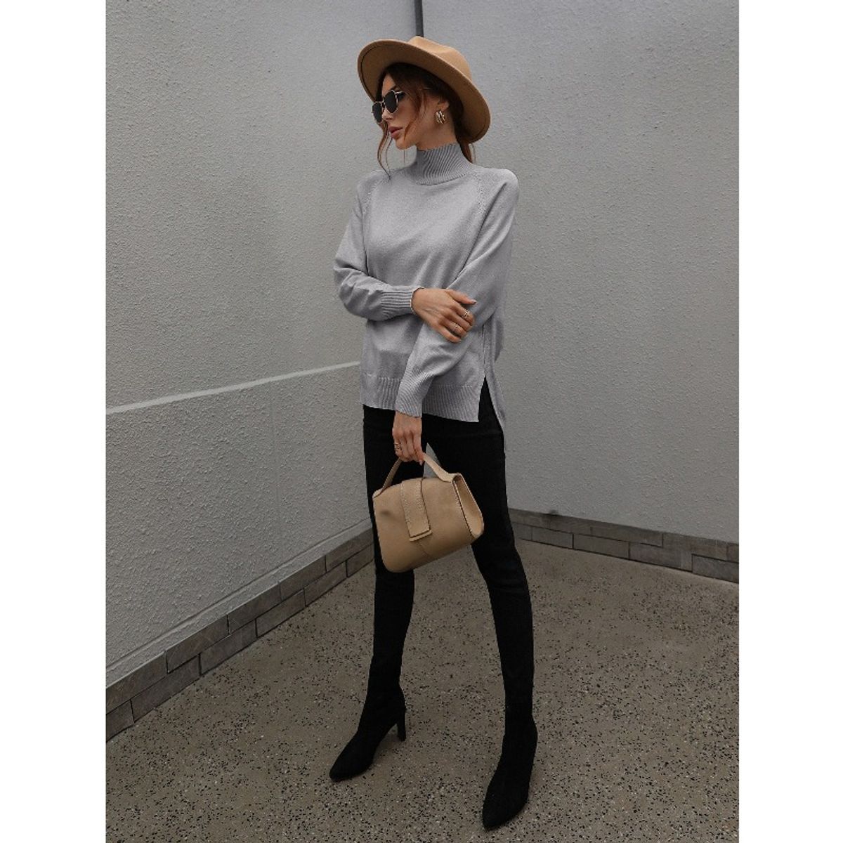 TIOZONEY - Suéter de mujer-Gris