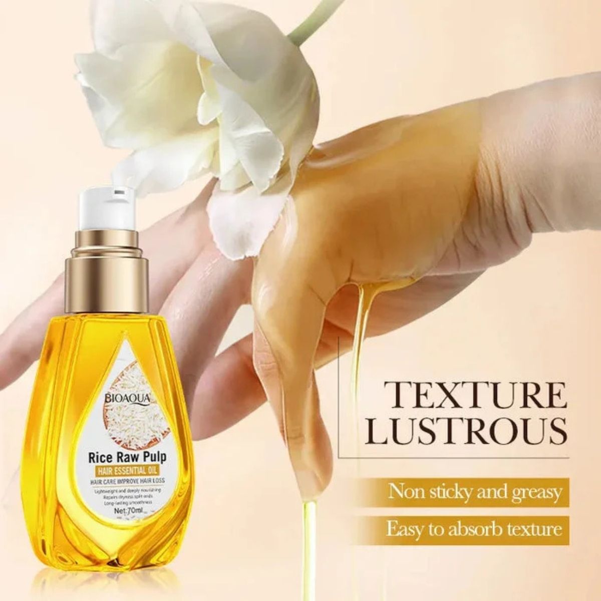 BIOAQUA - Rice Raw Pulp Hair Essential Oil Bioaqua 70ml Aceite Arroz Capilar