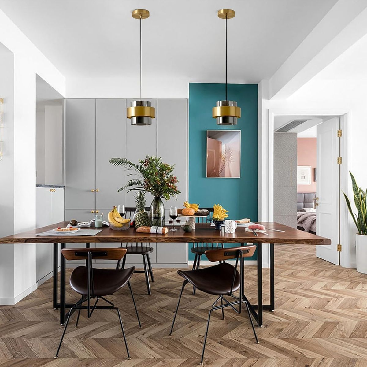 HOME NEAT - Lámpara colgante de vidrio 18 cm moderna E27 - Gris