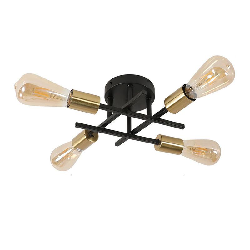 HOME NEAT - Lámpara de techo moderna metálica de 4 focos - Negro Y Dorado.