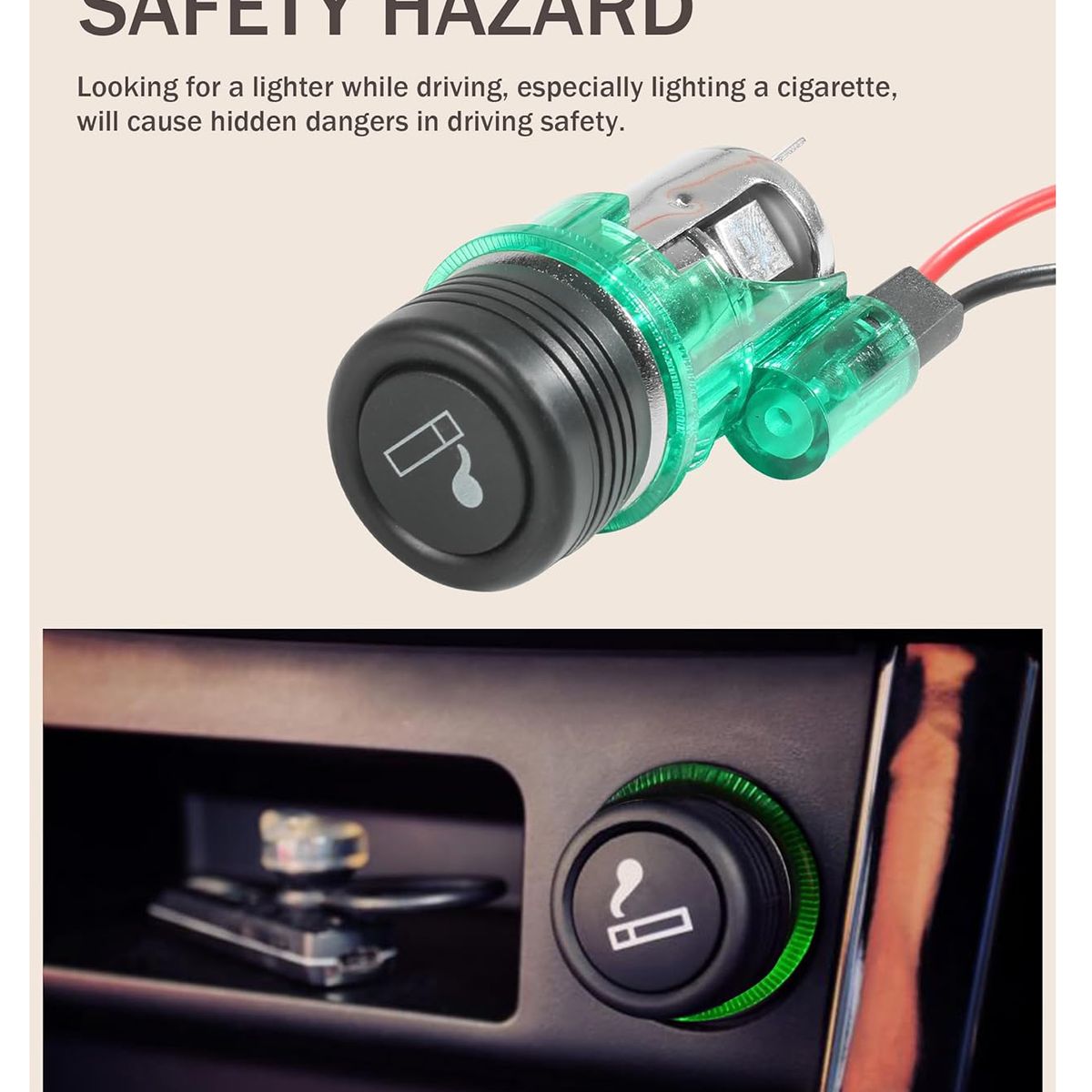 GENERICO - Encendedor De Cigarrero Universal 12v Con Luz Verde
