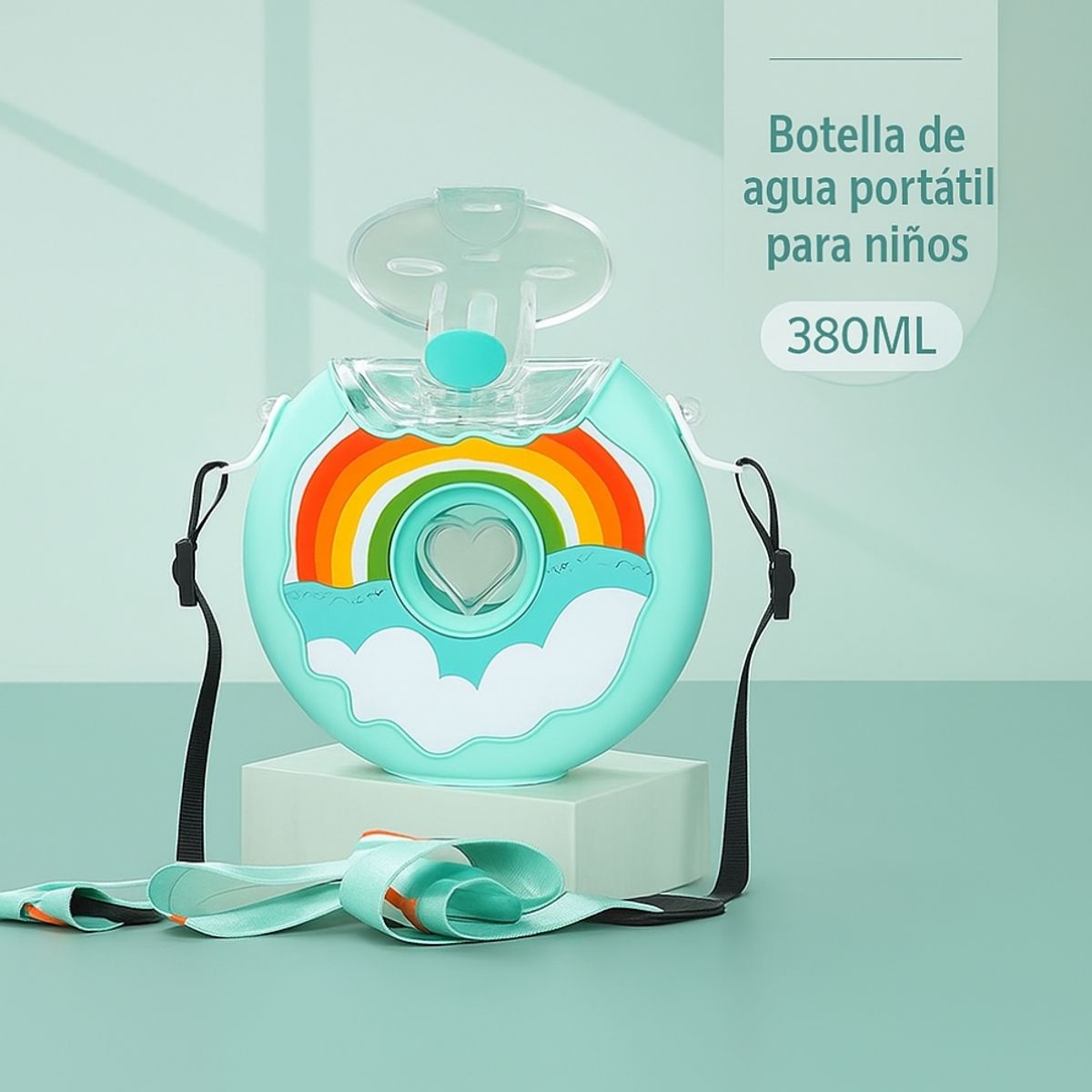 GENERICO - Botella Portátil Diseñor Arcoíris Celeste