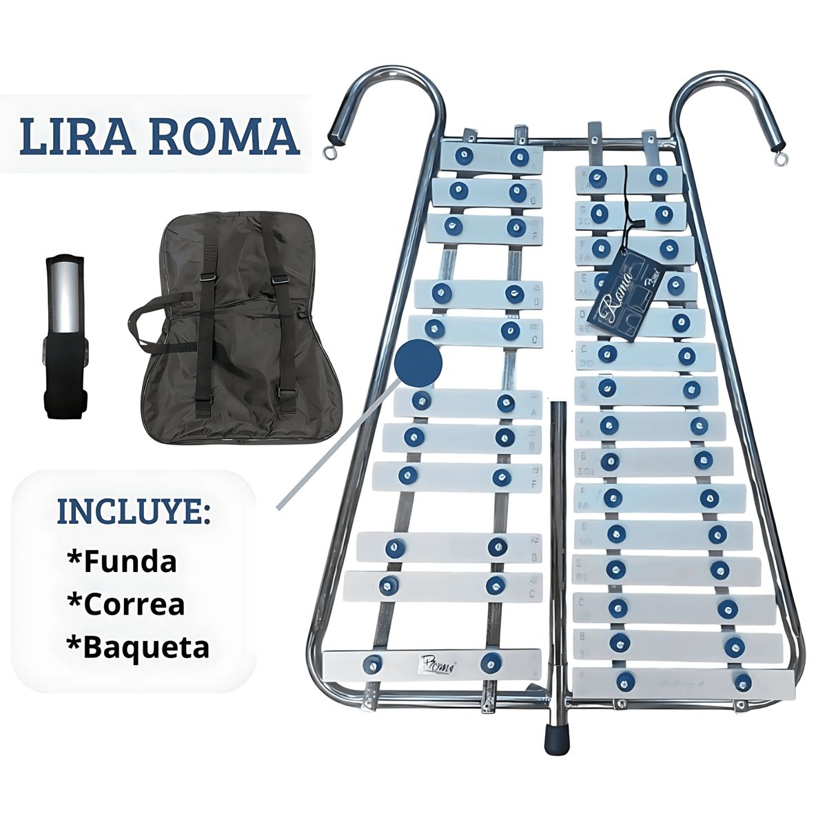 GENERICO - LIRA ROMA AZUL DE BANDA CON CORREA Y FUNDA