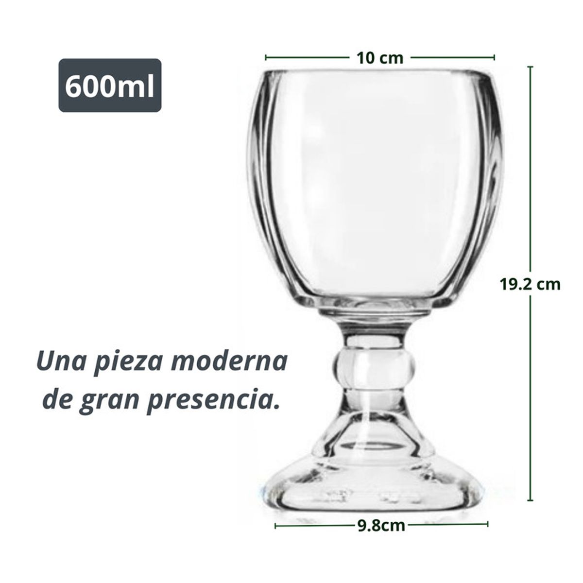 Pentha - Copa Chabela Cuadrada 610ml Set 4 Copa Crisa Suprema