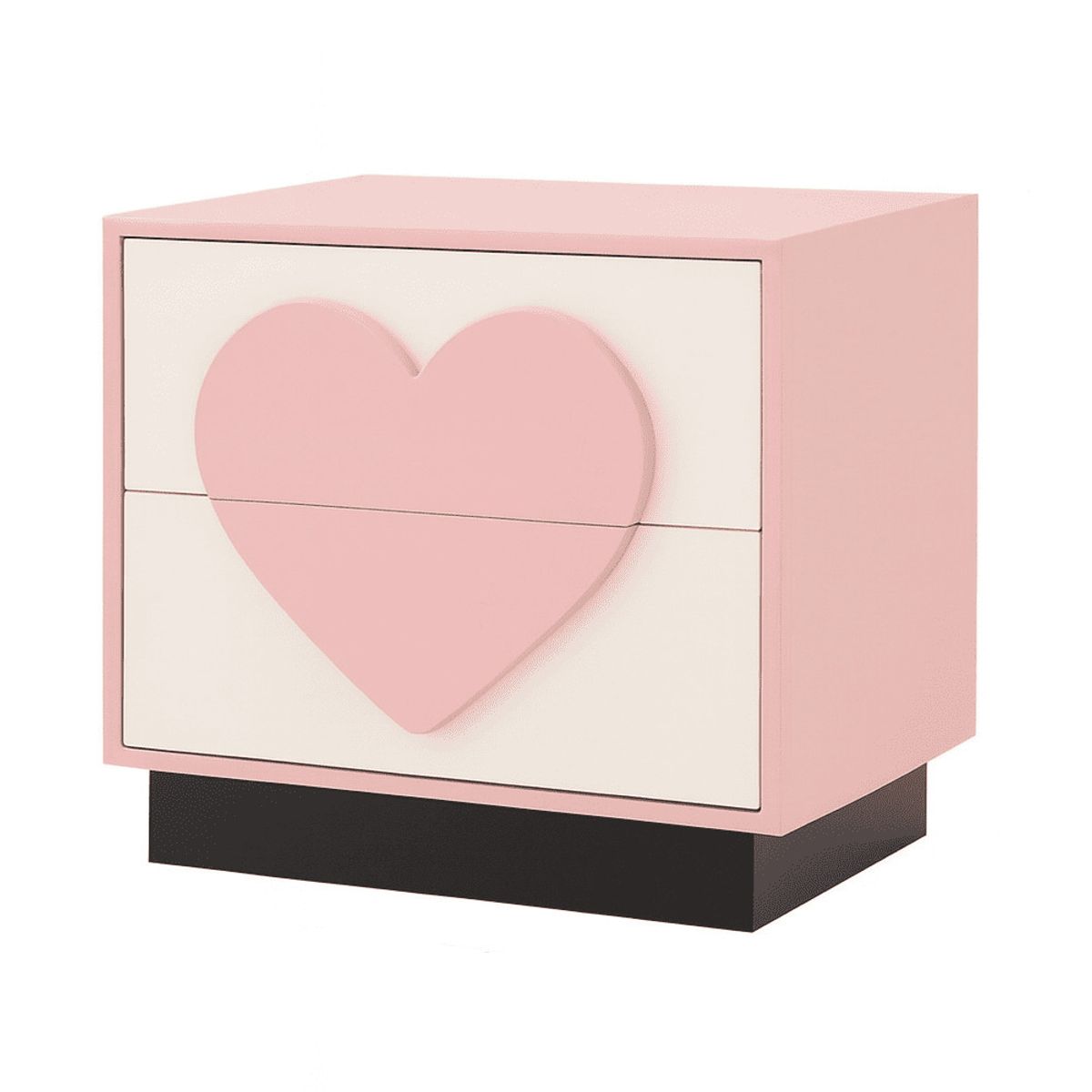 TU MESITA - Velador Infantil Corazón 2 Cajones RosadoBlanco TU MESITA