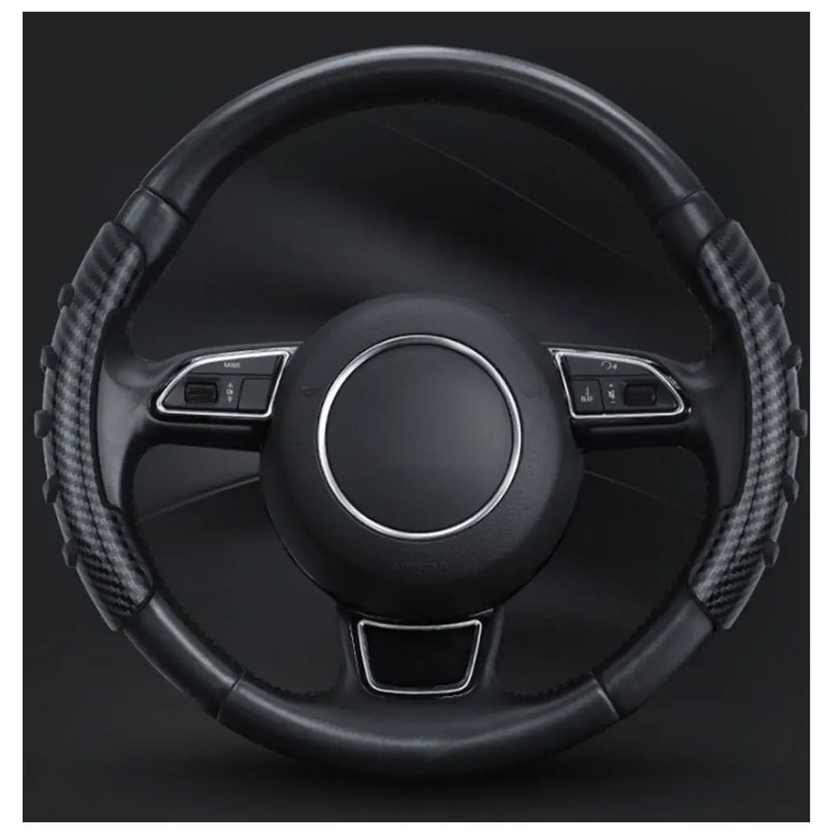 GENERICO - Cubre Volante 2PCS Fibra de Carbono Negro Brillante 21cm