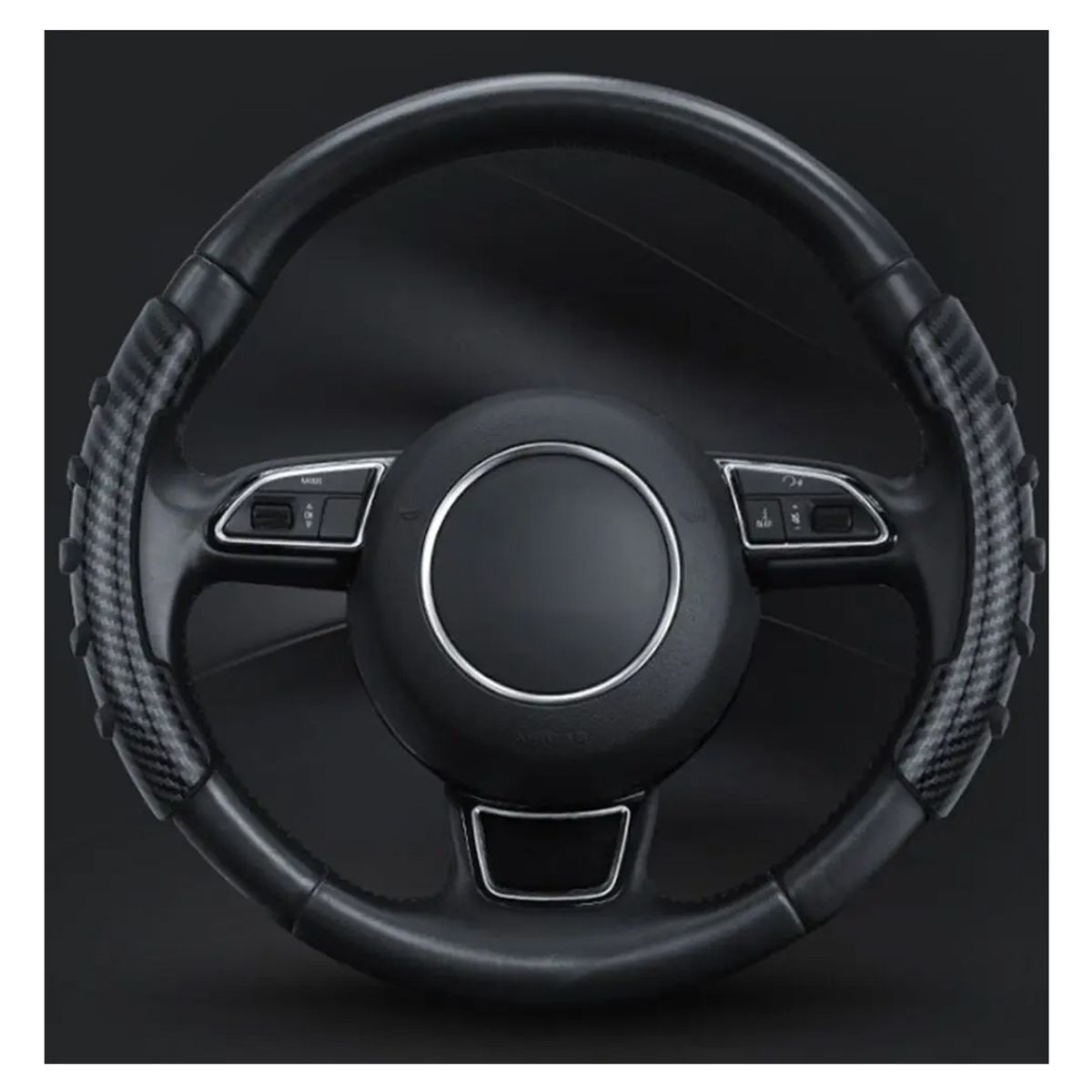 GENERICO - Cubre Volante 2PCS Fibra de Carbono Negro Brillante 21cm