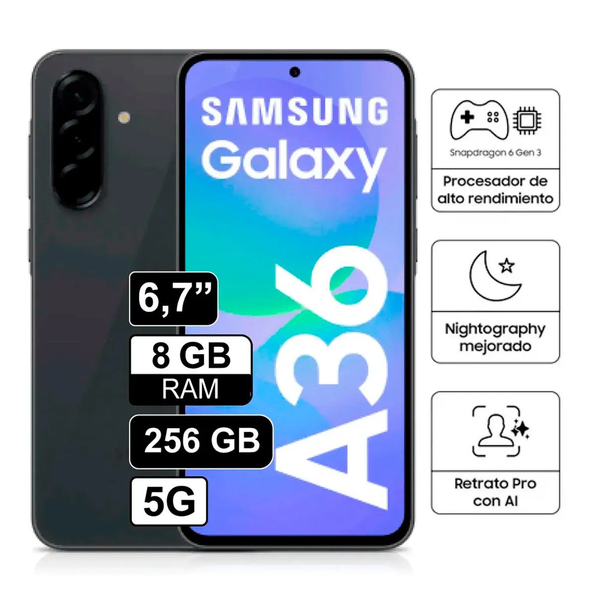 SAMSUNG - A36 5G 8GB RAM 256GB Negro