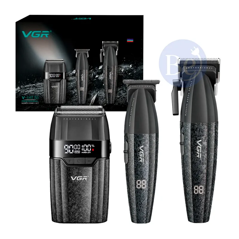 VOYAGER - Pack VGR Cortadora con Trimmer y Shaver V-640 S3 Negro