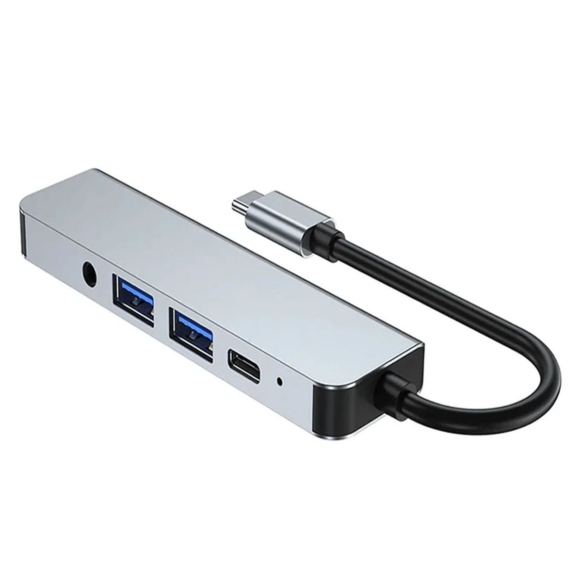 OEM - Adaptador 5 en 1 Tipo C 3.1 a HDMI, 2USB 3.0, Jack 3.5mm, Tipo C y LED