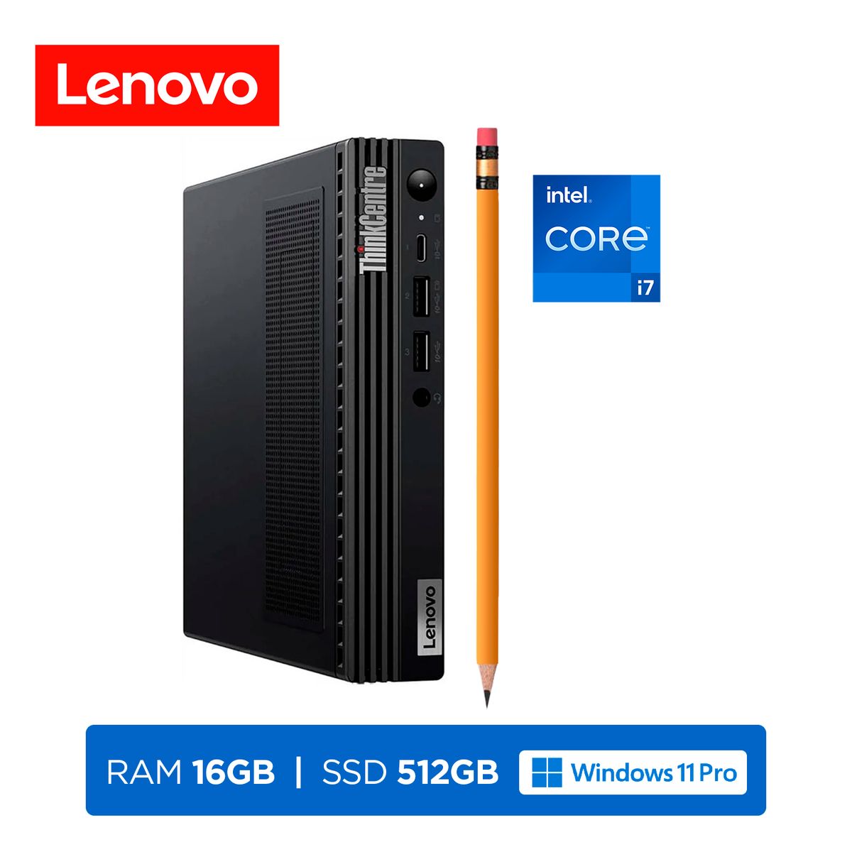 LENOVO - PC Lenovo ThinkCentre M90q Gen3 Tiny i7-12700 16GB 512GB Wi-Fi W11Pro Black