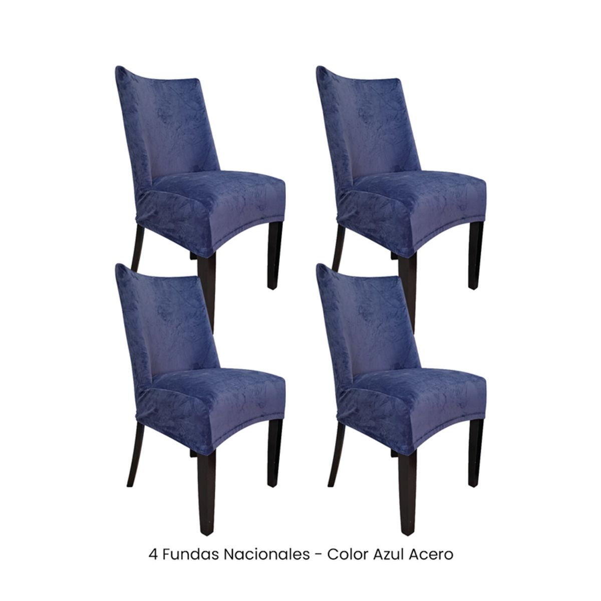VIURE - 4 Fundas Nacionales de Terciopelo para Silla Butaca Curva - Azul Acero