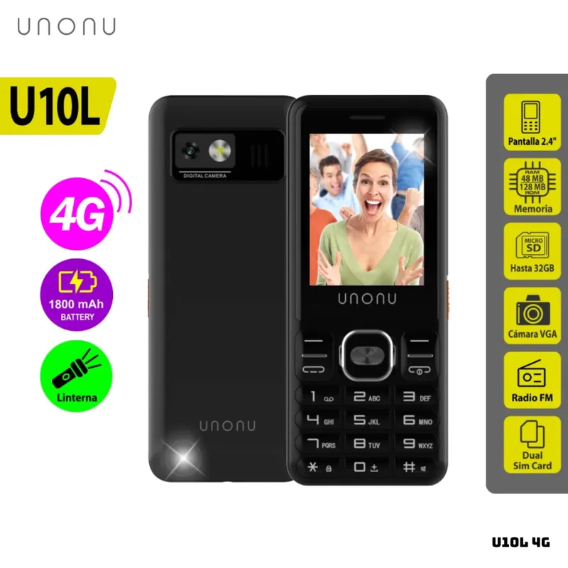 UNONU - CELULAR BASICO UNONU U10L 4G DUAL SIM - NEGRO
