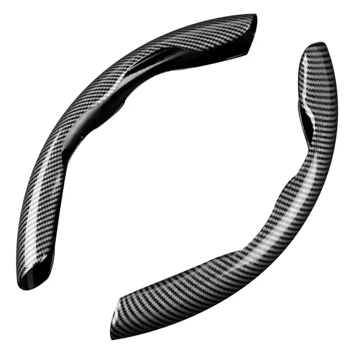 GENERICO - Cubre Volante 2PCS Fibra de Carbono Negro Brillante 33cm