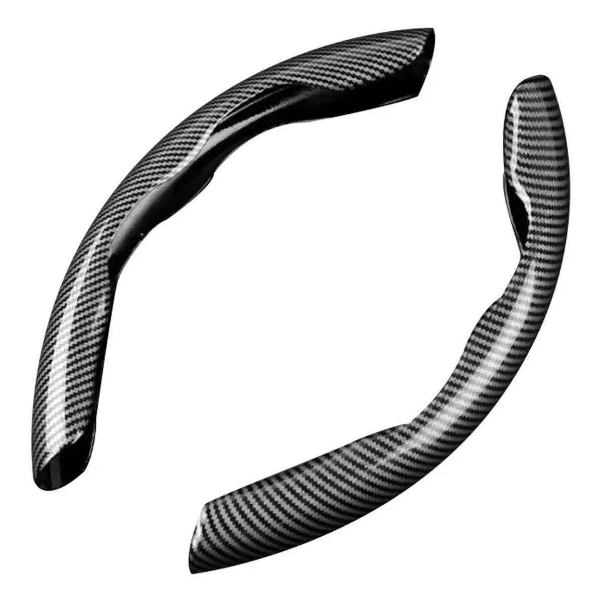 GENERICO - Cubre Volante 2PCS Fibra de Carbono Negro Brillante 33cm