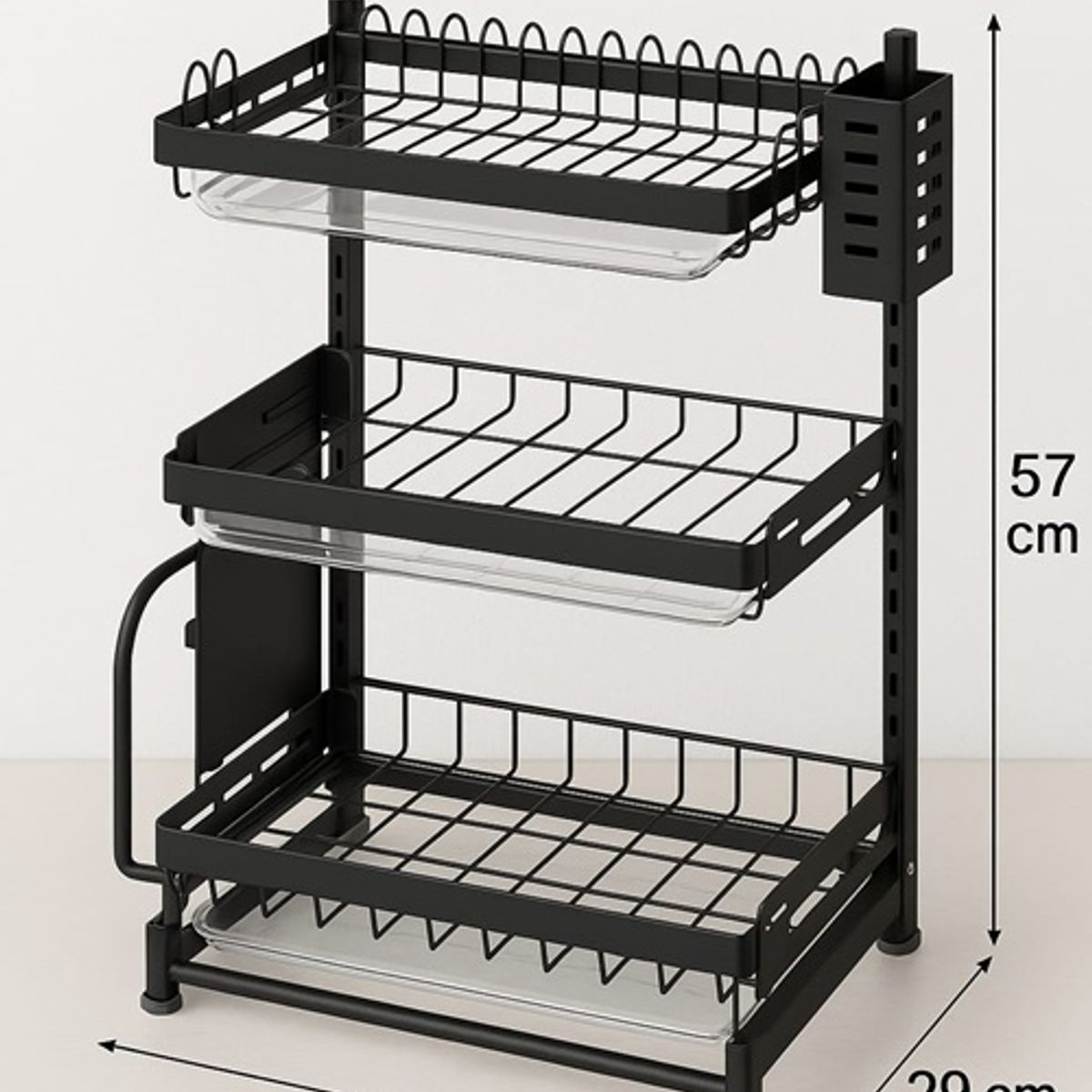 GENERICO - ESCURRIDOR DE PLATOS DE 3 NIVELES CON BANDEJAS