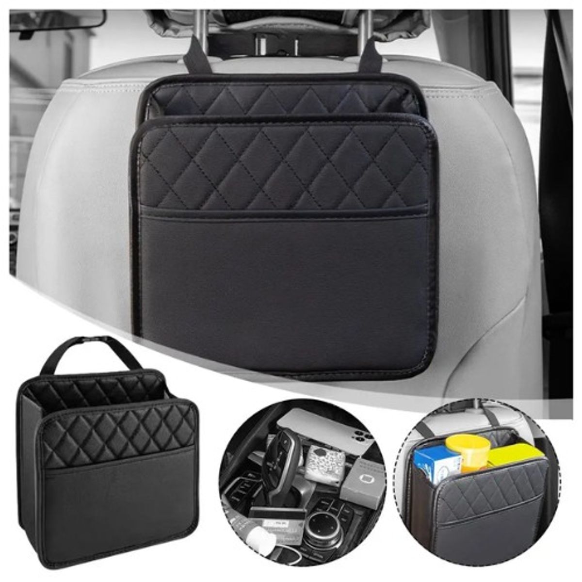 GENERICO - ORGANIZADOR PARA ASIENTO UNIVERSAL DE CUERO NEGRO 225x85CM