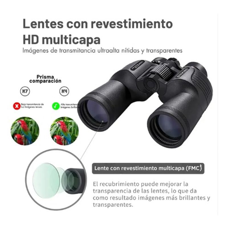 GENERICO - Binoculares Potentes 10x50 Bak4 Hd Observación De Aves Y Mas