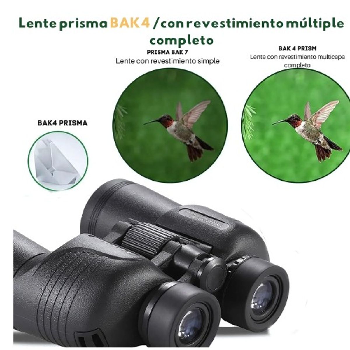 GENERICO - Binoculares Potentes 10x50 Bak4 Hd Observación De Aves Y Mas