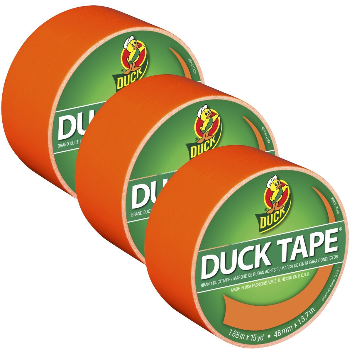 GENERICO - DUCK TAPE Cinta Adhesiva 2" x 15yds Naranja Neón Pack x 3