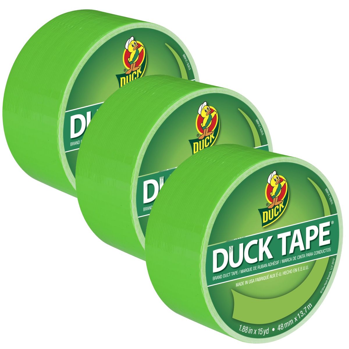 GENERICO - DUCK TAPE Cinta Adhesiva 2" x 15yds Verde Neón Pack x 3
