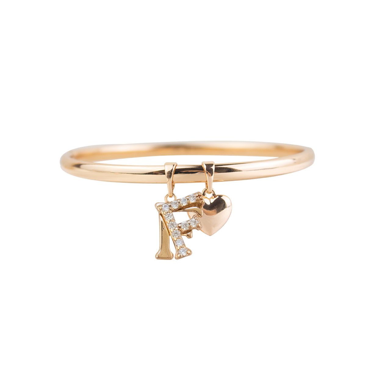 CLEO JOYAS & ACCESORIOS - Puñera Inicial F Corazón Rose