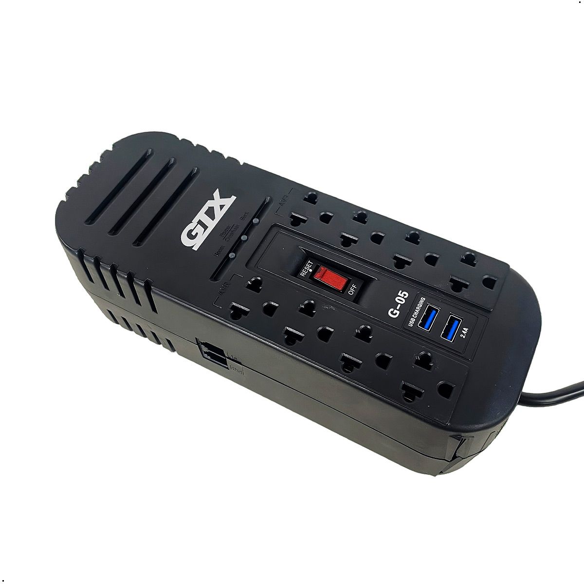 HALION - Estabilizador De Voltaje GTX G-05 USB De 8 Tomas 1200Va 600w