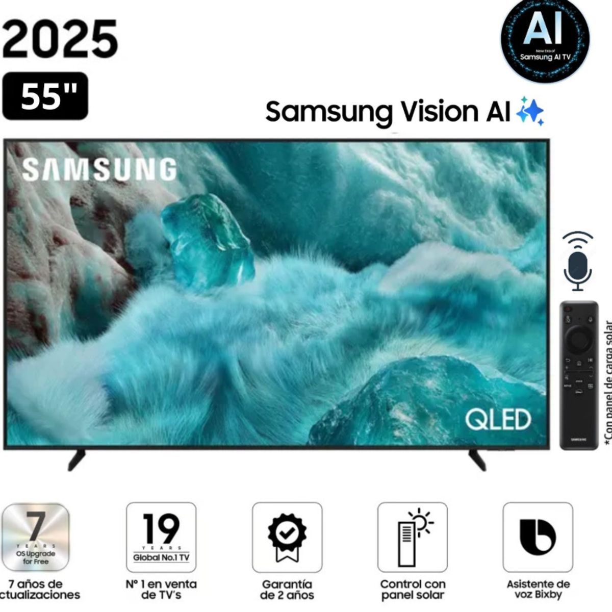 SAMSUNG - Televisor Samsung QLED 55 Visión AI Smart TV QN55Q7FAAGXPE