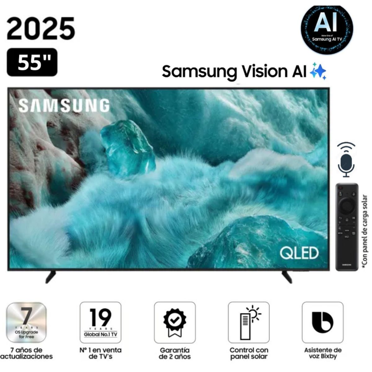 SAMSUNG - Televisor Samsung QLED 55 Visión AI Smart TV QN55Q7FAAGXPE