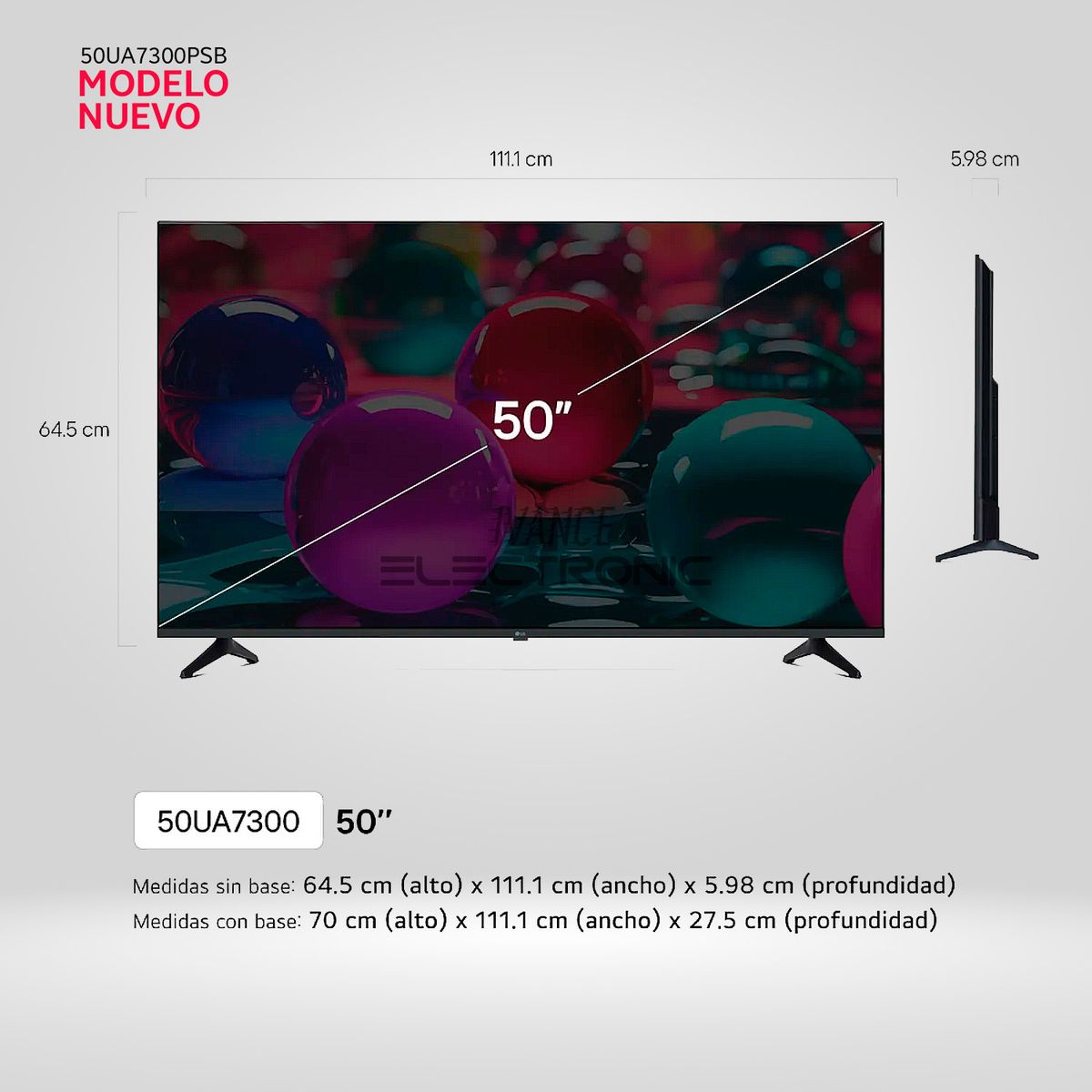 LG - Televisor Lg 50 Pulg Ultra HD 4K AI ThinQ 50UA7300PSB + Control Inteligente MAGIC