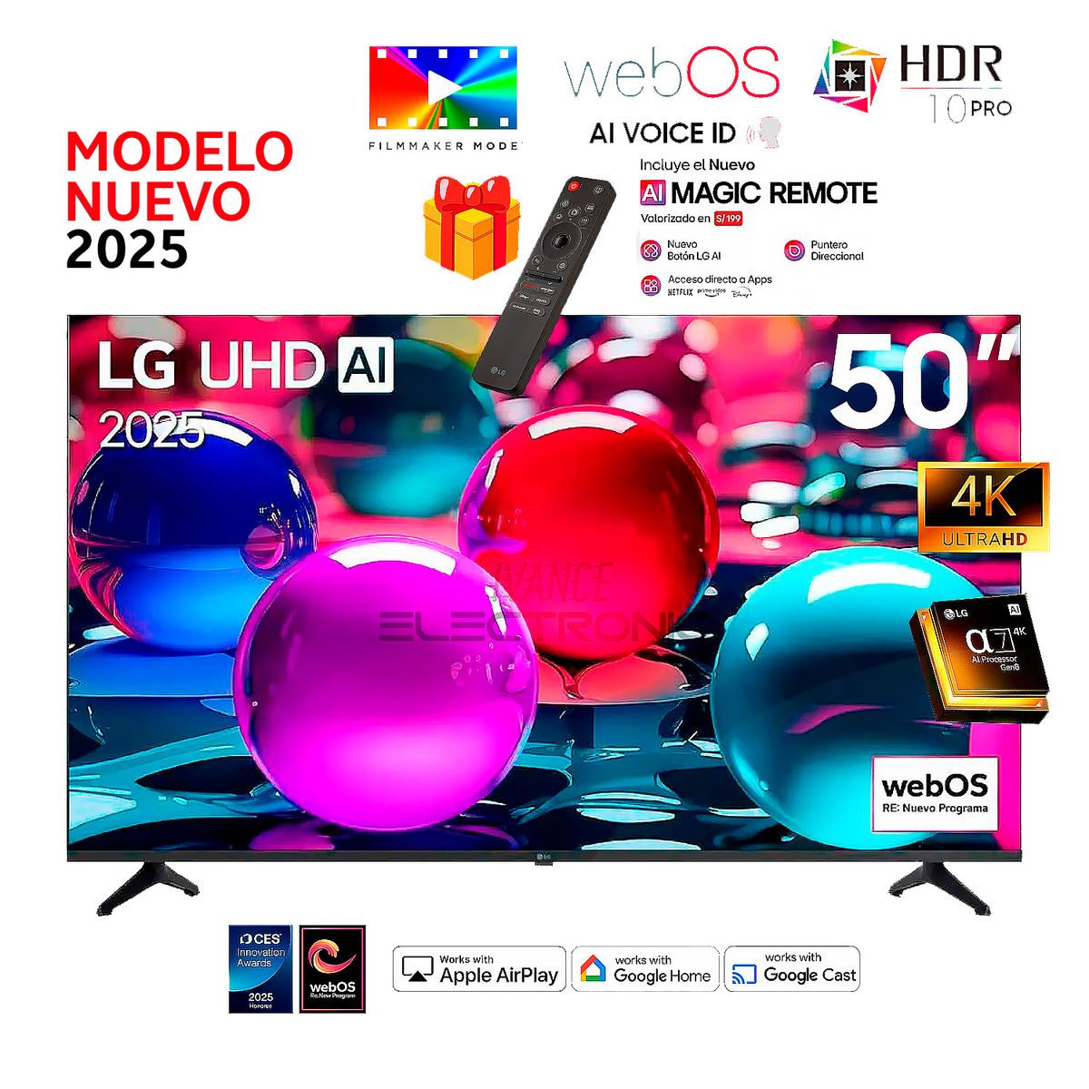 LG - Televisor Lg 50 Pulg Ultra HD 4K AI ThinQ 50UA7300 Modelo 2025 + Control Inteligente MAGIC