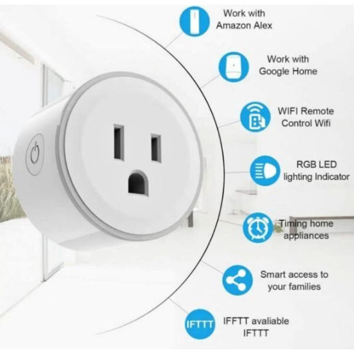 GENERICO - Enchufe Inteligente Smart Wifi compatible con Google Alexa Pack 3 unid