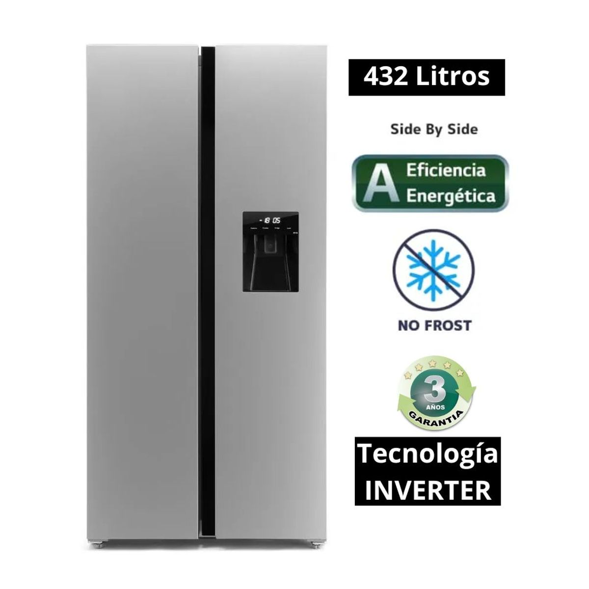 GENERICO - Refrigeradora Telstar Side By Side 432L Tecnología Inverter Dispensador de Agua TRXP441510CT Silver