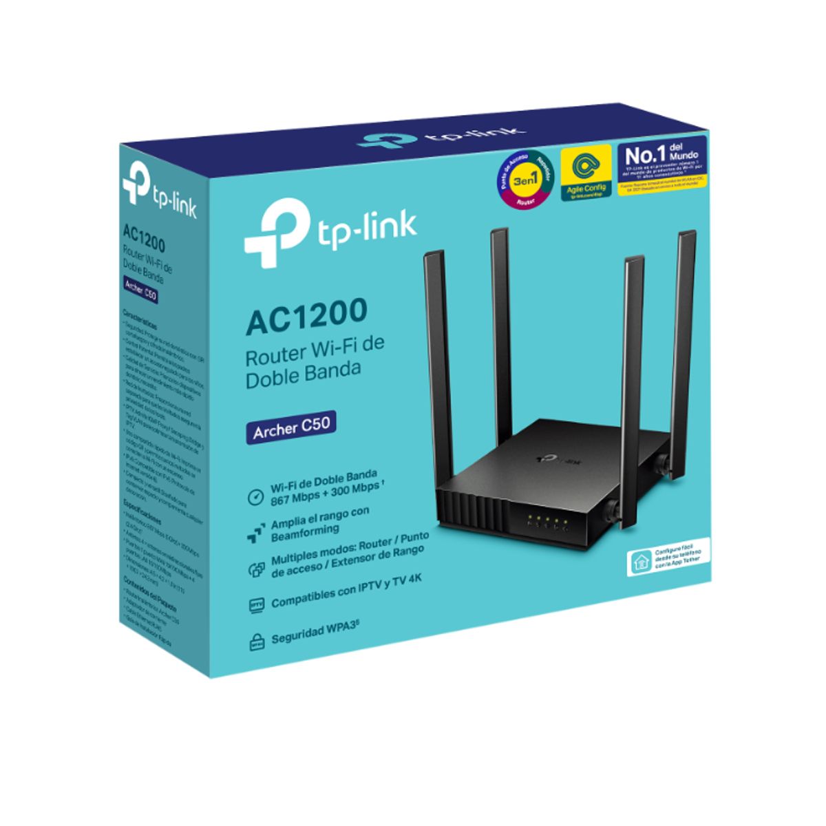 TP LINK - Router Tp-Link ARCHER C50 AC1200 5PTS BASE100