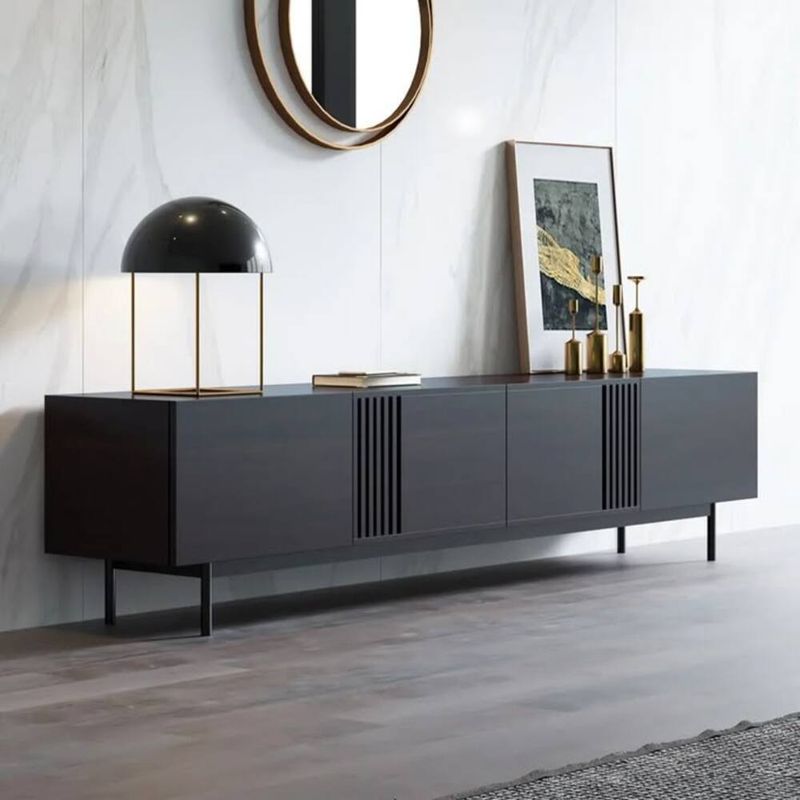 TU MESITA - Mesa de TV Moderna Panter Color Negro 4 Puertas TU MESITA