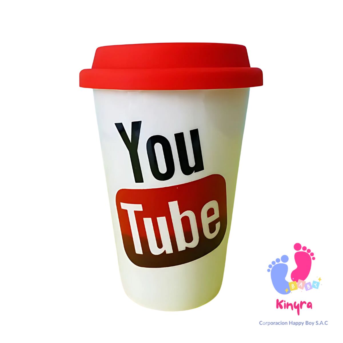 NO LOGO - VASO CON LOGO DE YOU TUBE CON TAPA DE GOMA