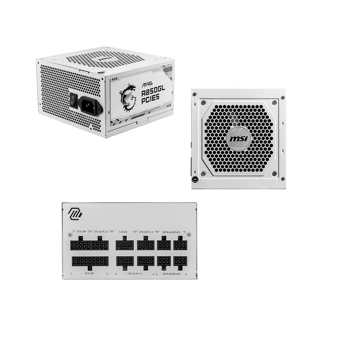 MSI - Fuente poder MSI MAG A850GL PCIE5 850W 80 PLUS Gold Formato ATX Blanco